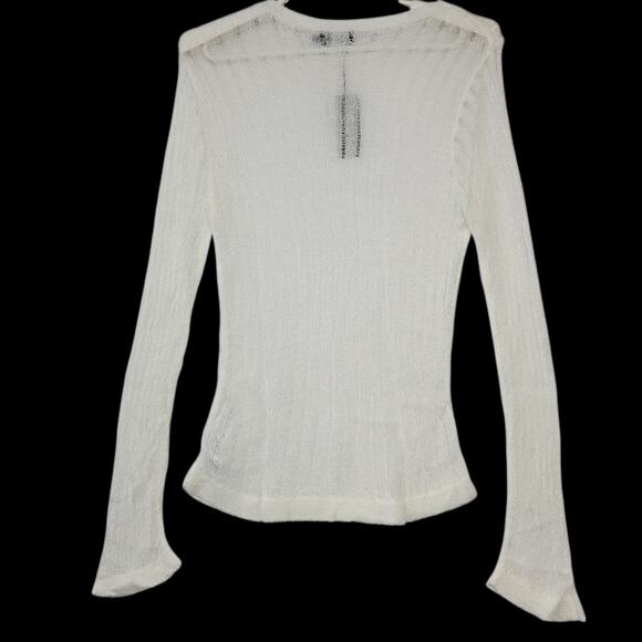 PrettyLittleThing Sweater Top Womens 3XL White Plus Sheer Knit Long Sleeve New - Picture 11 of 13